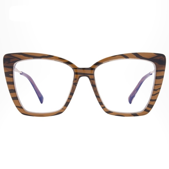 DIFF Becky IV Bluelight Glasses Tigers Eye Blue Light Blocking Clear Lens #111 - Picture 2 of 6